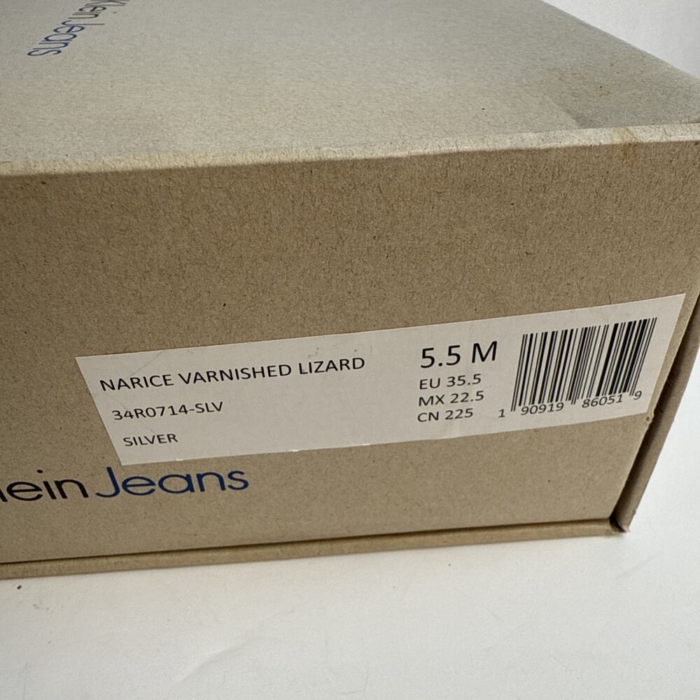 Calvin Klein Womens Narice Varnished Lizard Silver Pointed Toe Booties 5.5 M NWB - Picture 9 of 9